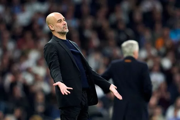 Madrid, España - 19 de febrero: el maestro Guade de Manchester City se basa en la UEFA Sateto Santio Santio Santoid en febrero. (Foto de Matthew Villalba / Imagen)
