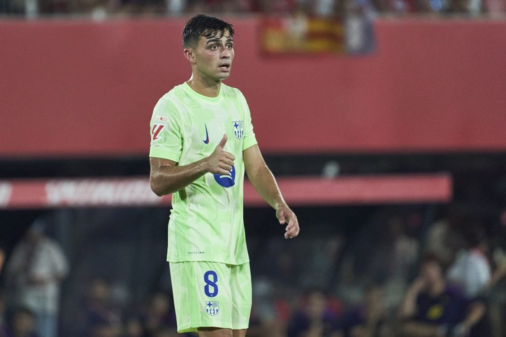 Con Mallorca, España 16: 16 de agosto: 16 de agosto: agosto en el FC Barcelona Mallorca y el FC Barcelona el 16 de agosto de 2025 en Mallorca, España. (Ilustración de Rafa Babot / Getty en fotos)