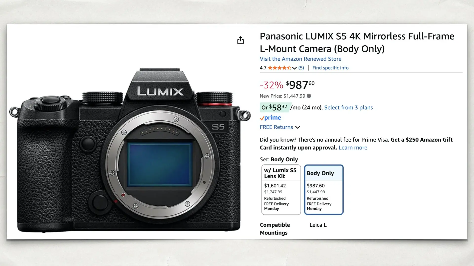 Panasonic Lumix s5 4K Salida de montaje digital Mejor precio en Amazon