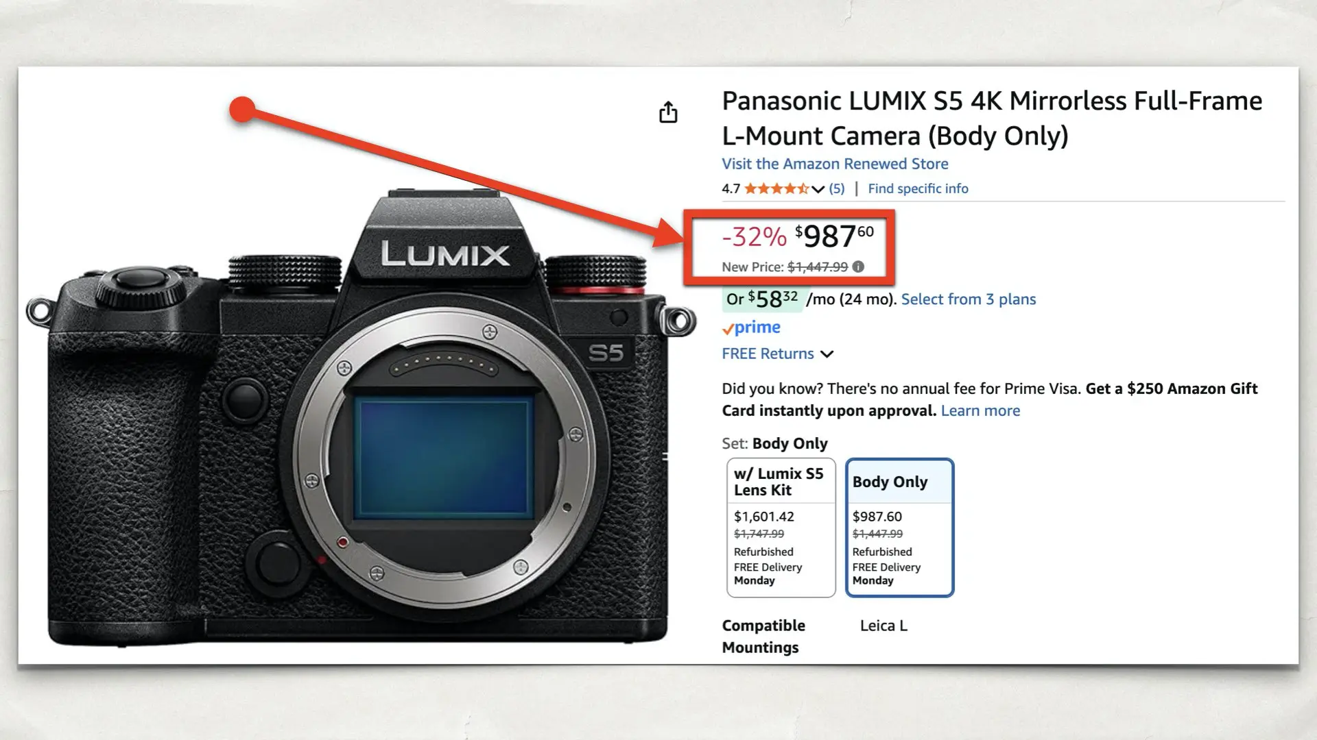 Panasonic Lumix s5 4K Salida de montaje digital Mejor precio en Amazon